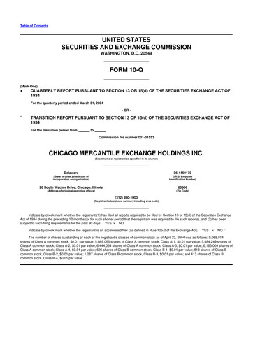 Miniature CME Group 10-Q Rapport trimestriel  