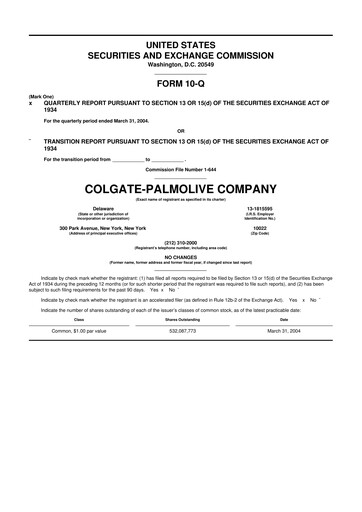 Thumbnail Colgate-Palmolive 10-Q Quarterly Report FY 