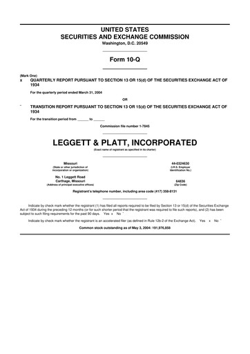 Thumbnail Leggett & Platt

 10-Q Quarterly Report FY 