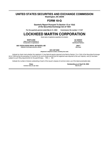 Thumbnail Lockheed Martin 10-Q Quarterly Report FY 