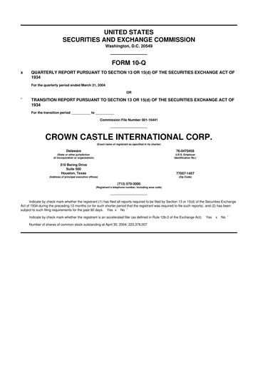 Vorschaubild Crown Castle 10-Q Quartalsbericht  
