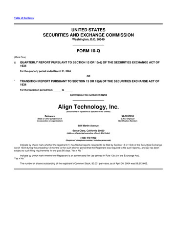 Miniature Align Technology
 10-Q Rapport trimestriel  
