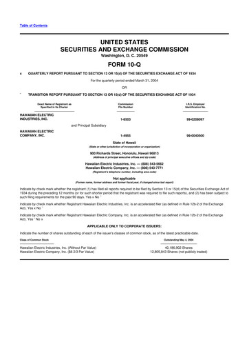 Thumbnail Hawaiian Electric Industries 10-Q Quarterly Report FY 