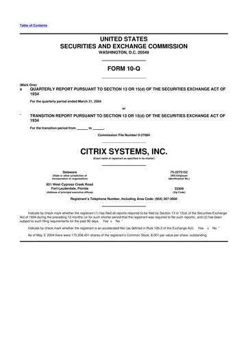 Miniature Citrix Systems 10-Q Rapport trimestriel  