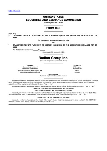 Thumbnail Radian Group
 10-Q Quarterly Report FY 