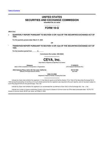 Thumbnail CEVA
 10-Q Quarterly Report FY 