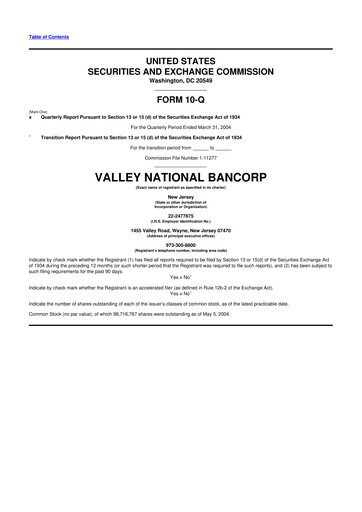 Thumbnail Valley Bank 10-Q Quarterly Report FY 