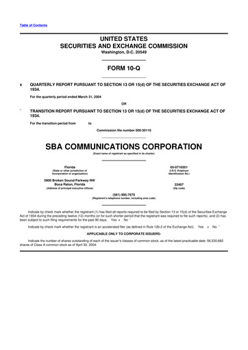 Miniature SBA Communications 10-Q Rapport trimestriel  