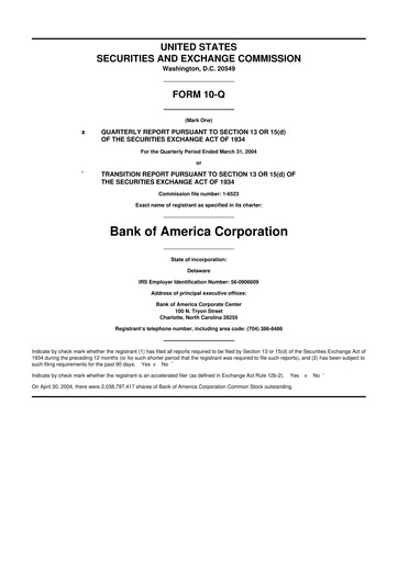 Vorschaubild Bank of America  10-Q Quartalsbericht  