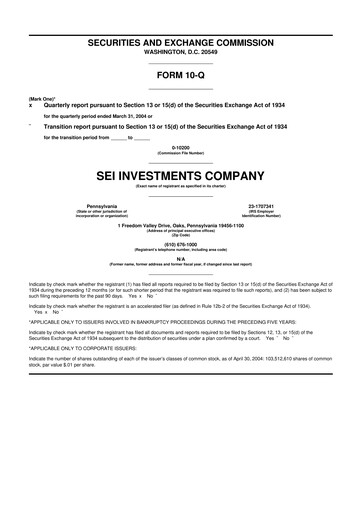 Thumbnail SEI Investments 10-Q Quarterly Report FY 