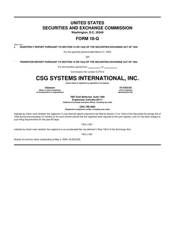 Thumbnail CSG International
 10-Q Quarterly Report FY 