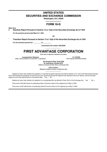 Miniature First Advantage 10-Q Rapport trimestriel  