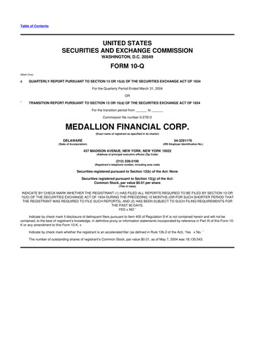 Thumbnail Medallion Financial Corp. 10-Q Quarterly Report FY 