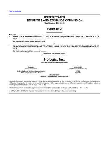 Miniature Hologic 10-Q Rapport trimestriel  