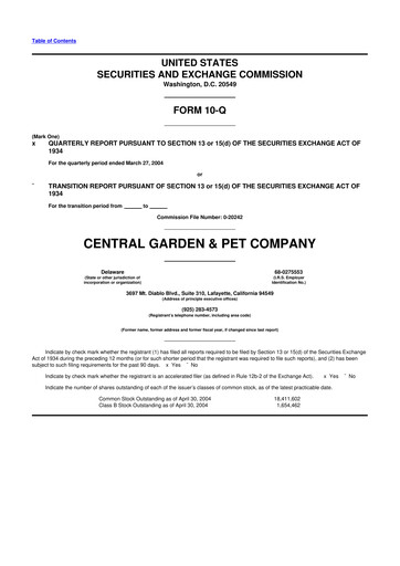 Miniature Central Garden & Pet 10-Q Rapport trimestriel  