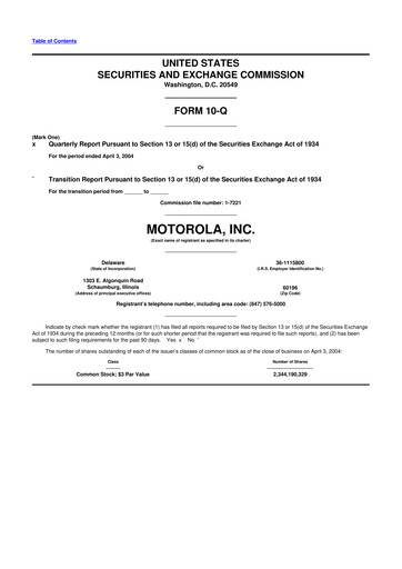 Thumbnail Motorola Solutions
 10-Q Quarterly Report FY 