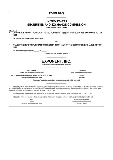 Thumbnail Exponent
 10-Q Quarterly Report FY 