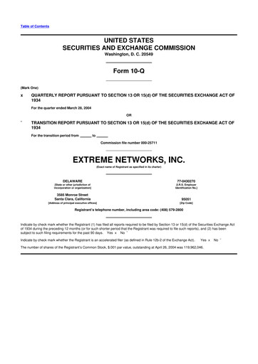 Thumbnail Extreme Networks
 10-Q Quarterly Report FY 