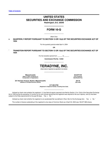 Miniature Teradyne 10-Q Rapport trimestriel  