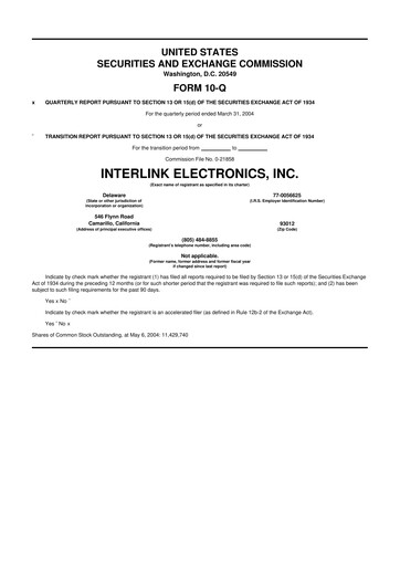 Thumbnail Interlink Electronics 10-Q Quarterly Report FY 
