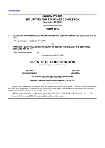 Thumbnail OpenText 10-Q Quarterly Report FY 