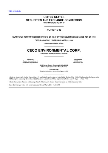 Thumbnail CECO Environmental
 10-Q Quarterly Report FY 