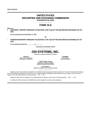 Thumbnail OSI Systems
 10-Q Quarterly Report FY 