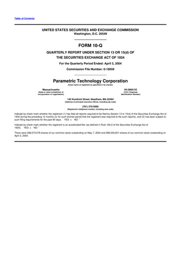 Thumbnail PTC 10-Q Quarterly Report FY 