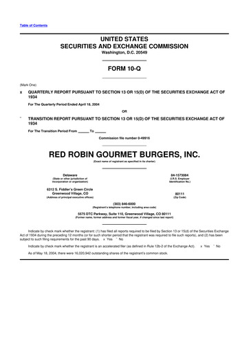 Thumbnail Red Robin
 10-Q Quarterly Report FY 