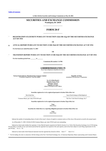 Thumbnail TSMC 20-F Annual Report 