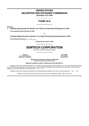 Vorschaubild Semtech 10-Q Quartalsbericht  