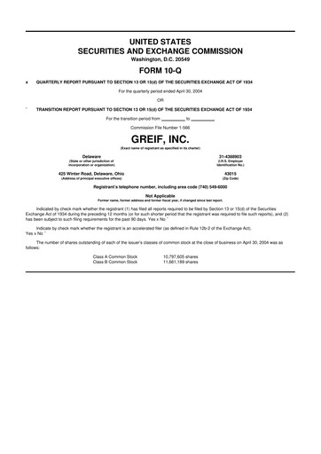 Thumbnail Greif 10-Q Quarterly Report FY 