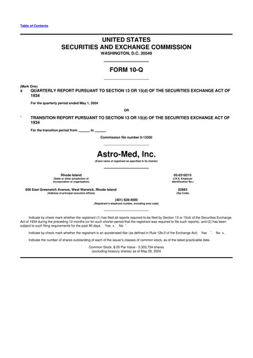 Miniature AstroNova, Inc. 10-Q Rapport trimestriel  