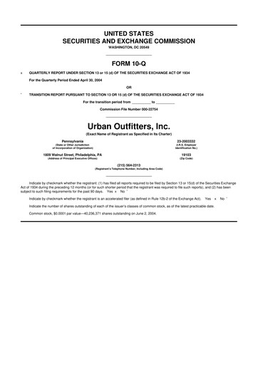 Thumbnail Urban Outfitters
 10-Q Quarterly Report FY 