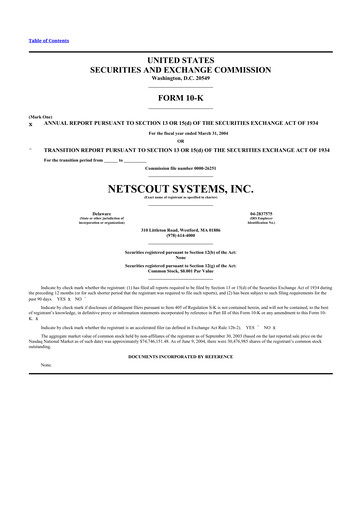 Thumbnail NETSCOUT 10-K Annual Report 