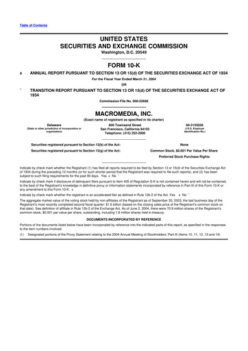 Thumbnail Macromedia 10-K Annual Report 