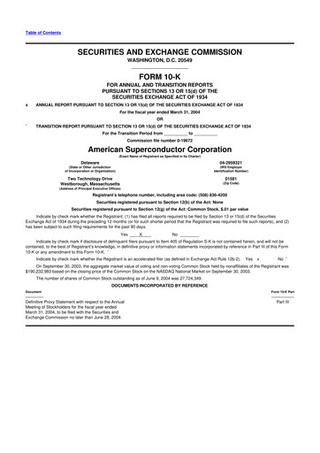 Thumbnail American Superconductor Corporation 10-K Annual Report 