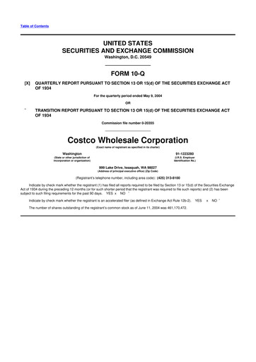 Miniature Costco 10-Q Rapport trimestriel  