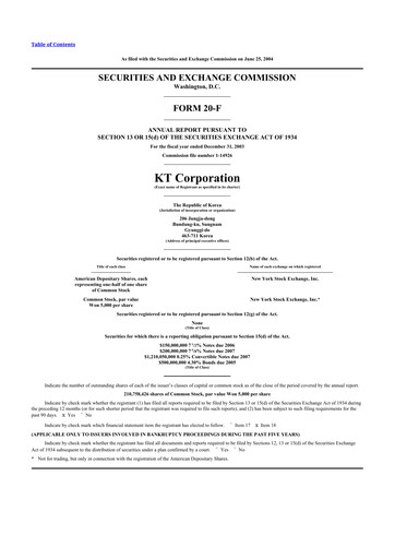 Thumbnail KT Corporation 20-F Annual Report 