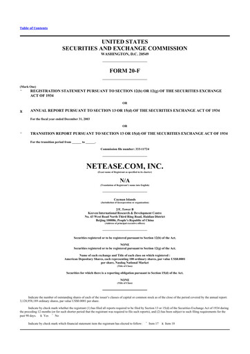 Thumbnail NetEase 20-F Annual Report 