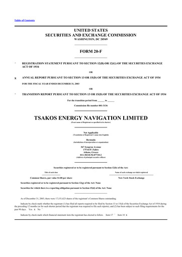Thumbnail Tsakos Energy Navigation 20-F Annual Report 