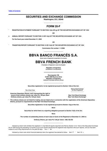 Vorschaubild BBVA Argentina 20-F Jahresbericht 