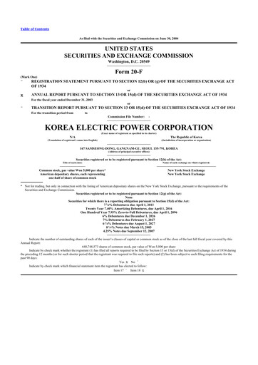 Thumbnail Korea Electric Power 20-F Annual Report 