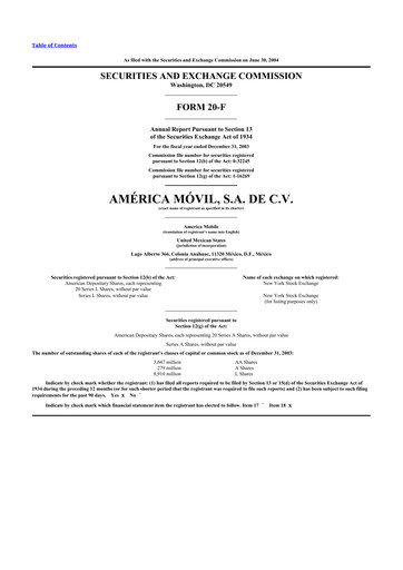 Thumbnail America Movil 20-F Annual Report 