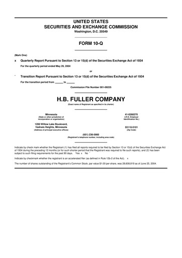 Thumbnail H.B. Fuller
 10-Q Quarterly Report FY 