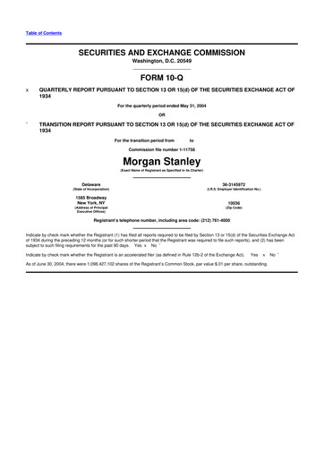 Thumbnail Morgan Stanley 10-Q Quarterly Report FY 