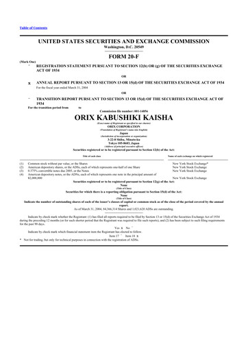 Thumbnail ORIX
 20-F Annual Report 