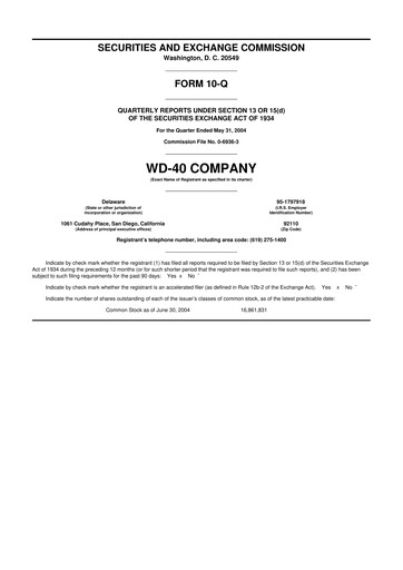 Thumbnail WD-40 Company
 10-Q Quarterly Report FY 
