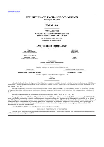 Thumbnail Smithfield Foods 10-K Annual Report 