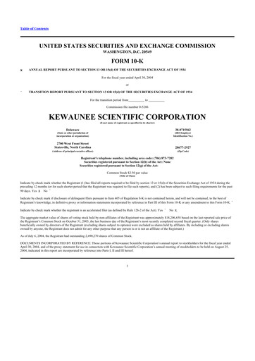 Thumbnail Kewaunee Scientific Corporation 10-K Annual Report 